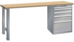 Lista Műhely munkapad LISTA, 1500x750x840 mm, 5 fiók, teherbírás 1500 kg, szürke/ezüst