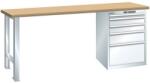 Lista Műhely munkapad LISTA, 1500x700x840 mm, 5 fiók, teherbírás 1500 kg, fehér