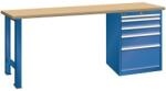 Lista Műhely munkapad LISTA, 1500x750x840 mm, 5 fiók, teherbírás 1500 kg, sötétkék