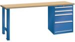 Lista Műhely munkapad LISTA, 1500x700x840 mm, 4 fiók, teherbírás 1500 kg, sötétkék