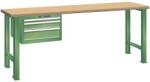Lista Műhely munkapad LISTA, 1500x700x840 mm, 3 fiók, teherbírás 600 kg, zöld