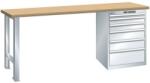 Lista Műhely munkapad LISTA, 1500x700x890 mm, teherbírás 1500 kg, 6 fiók, szürke