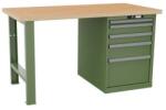 Lista Műhely munkapad LISTA, 1500x750x840 mm, 5 fiók, teherbírás 1500 kg, zöld
