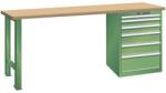 Lista Műhely munkapad LISTA, 1500x700x890 mm, teherbírás 1500 kg, 6 fiók, zöld