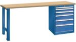 Lista Műhely munkapad LISTA, 1500x700x890 mm, teherbírás 1500 kg, 6 fiók, sötétkék