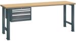 Lista Műhely munkapad LISTA, 1500x700x890 mm, teherbírás 600 kg, 3 fiók, fekete