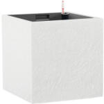 Plastkon Ghiveci cu sistem de irigare Cubico Stone plastic 27x27x27 cm alb (4111774055)