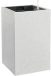 Plastkon Ghiveci cu sistem de irigare Cubico Stone plastic 27x17x42 cm alb (4111776055)