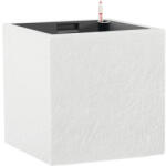 Plastkon Ghiveci cu sistem de irigare Cubico Stone plastic 33x33x33 cm alb (4111775055)