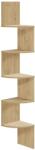  Fali sarokpolc ESTANTE, 5 polccal dub artisan dekorációban, 126x20cm
