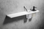 SAPHO ABELINE rockstone polc 100x12x100 mm pohárral és szappanadagolóval, matt fehér/fekete AE102-0101-03 (AE102-0101-03)