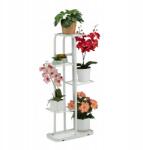 Relaxdays Fém Virágtartó Állvány Polc Virágágyás Ezüst (10031536)