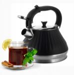 Kamille Hagyományos Vízforraló Síppal Gáz Indukciós Kamille acél fekete 3L (KM0858)