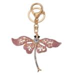 Clayre & Eef Fém kulcstartó szitakötős, üveggyönggyel