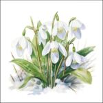 Ambiente Blooming snowdrops papírszalvéta 33x33cm, 20db-os