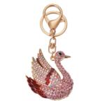 Clayre & Eef Fém kulcstartó hattyús, üveggyönggyel