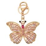 Clayre & Eef Fém kulcstartó lepkés, üveggyönggyel