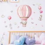 BRUP Home Decor Falmatrica gyerekszobába, BRUP Home Decor - Nyuszik rózsaszín lufikkal, hőlégballonnal