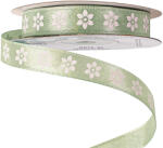 Valex Decor Virágmintás szatén szalag 12mm x 20m - Vintage zöld (BR12-61)