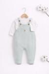 SuperBaby Salopeta bebelusi 2 piese, gri, tricotata, stil nordic cu bretele