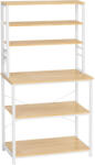 Brius Raft de bucatarie cu spatiu pentru cuptorul cu microunde, 6 rafturi, otel, industrial, 40x80x167cm, maro stejar si alb (EZ-KKS019W09) Raft