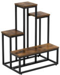 Brius Etajera metal si mdf 4 rafturi stil industrial, 51x34x67 cm, design compact, negru maro (GA-0210) Raft