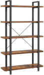 Brius Biblioteca cu 5 rafturi, cadru din otel si rafturi din PAL, 105x34x178cm, maro rustic si negru (EZ-LLS55BXV1) Raft