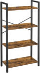 Brius Biblioteca cu 4 etaje din lemn, cadru otel, stil industrial, 66x30x120cm, maro rustic (EZ-LLS60BX) Raft