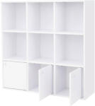 Brius Biblioteca lemn 9 cuburi 3 dulapuri inferioare pal, 29x98x98 cm, design modern, alb (EZ-LBC33WT) Raft