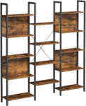 Brius Biblioteca cu 14 rafturi din lemn, cadru metalic, 24x158x166cm, stil industrial, maro rustic si negru (EZ-LLS107B01) Raft