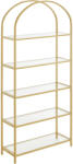 Brius Raft trepte 5 etaje sticla securizata cadru otel arcada, 83x30x184 cm, design elegant, auriu (EZ-LGT050A01) Raft