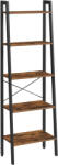 Brius Biblioteca tip scara, cadru otel cu 5 polite din MDF, stil industrial, 56x34x172cm, maro rustic si negru (EZ-LLS45X) Raft