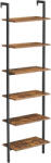 Brius Etajera tip scara 6 rafturi pal cadru metalic spatioasa, 60x30x205 cm, industrial, maro rustic (EZ-LLS103B01) Raft