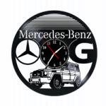  Ceas de perete decorativ realizat din disc de vinil, Model Mercedes-Benz Clasa G / G-Wagen, Negru, 30 cm