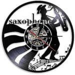  Ceas de perete din disc de vinil, Model Saxofon, Negru, 30 cm - cod CB1196