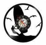  Ceas de perete din disc vinil, Tematică Yachting / Navigație, Design cu Velier și Valuri, Negru, 30 cm