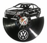  Ceas de perete decorativ realizat din disc de vinil, Model Volkswagen Passat CC / VW Auto, Negru, 30 cm