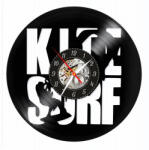  Ceas de perete din disc vinil, Tematică Kite-Surf / Kitesurfing, Design Sporturi Nautice cu Zmeu și Valuri, Negru, 30 cm