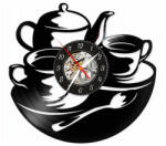  Ceas de perete decorativ, Ceainarie / Tea Time, realizat din disc de vinil (Vinyl Record), 30 cm, mecanism silențios, negru