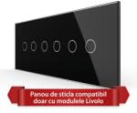 LIVOLO Panou Intrerupator Dublu + Dublu + Dublu cu Touch LIVOLO din Sticla, Standard Italian - 6/7M SmartElectro IntelligentHouse (VL-P902.2.2-7B)
