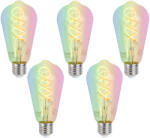 LUUMR 5 db Okos E27 Dimmelhető LED Izzó ST64 Átlátszó RGBW 4W 250lm 2700K (03300)