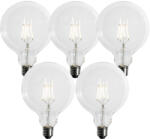 LUEDD 5 db E27 3-lépcsős dimmelhető LED spirál izzószál G125 4W 450lm 3000K (03178)