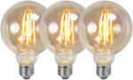 LUEDD 3 db-os készlet E27 szabályozható LED izzó G95 füstös 5W 380lm 2200K (02259)