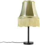 QAZQA Klasszikus asztali lámpa fekete Granny árnyékolóval zöld 30 cm - Simplo (107298)
