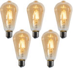 LUEDD 5 darabos E27 dimmelhető LED izzókészlet, ST64 arany, 4, 5W, 450 lm, 2200K (03290)