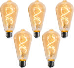 LUEDD 5 darabos E27 dimmelhető LED izzókészlet spirál szál ST64 arany 4W 270 lm 2100K (03291)