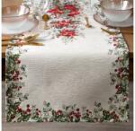 EUROFIRANY Gobelin karácsonyi asztali futó zsenília fonalból mikulásvirágos 45x140 cm