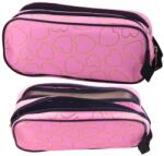 Lean Rózsaszín pénztárca, arany szívekkel, 2 rekesszel, 23, 5x10x8cm, szett (21908)