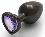 Ouch! Bijou Heart Gem L - fekete-lila anális kényeztető 8x4 cm