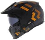 MT Helmets MT Streetfighter SV S Skull A12 nyitott motoros bukósisak állvédővel szürke-narancssárga irídium napellenzővel